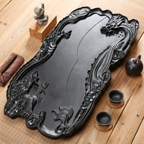 Youshang whole piece of natural black gold stone tea tray tea table black gold stone carved kung fu tea set tea tray take over drainage