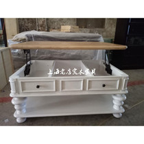 Spot European living room solid wood lifting coffee table Creative retro old tea table Rectangular coffee table with drawer