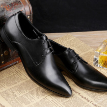 Bullet European version long super pointed toe slim leather shoes leather top layer cowhide tide male god with western clothing toss the tip