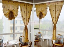 Momo flowers open new cotton and hemp embroidery Jane European retro Roman bay window shading curtain partition finished curtain full