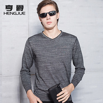 Hengjue mens long-sleeved T-shirt V-neck youth Korean slim fashion base T-shirt autumn clothes thin trend