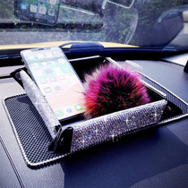 Luxury Diamond-mounted car storage box fashion rhinestone multifunctional creative car storage box storage bag