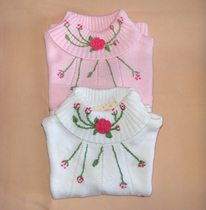 Foreign trade childrens clothing women handmade cotton cotton turtleneck sweater knitted base shirt pullover spring and autumn 1-4 years old