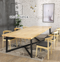 American solid wood conference table industrial wind long table LOFT desk retro office furniture iron negotiation table and chair