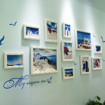  Photo wall European-style bedroom photo frame wall Creative solid wood living room photo wall Mediterranean photo wall