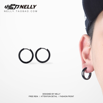 POPIN HIPPHOP hip hop black earrings Green mens ear buttons Black ear ornaments Korea Fashion earrings