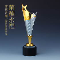 High-end metal trophies customized large championship crystal trophies five-pointed star team awards production lettering