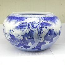 Jingdezhen ceramic high-grade blue and white glaze color wool porcelain inside and outside painting baby play painting pen washing ornaments living room study