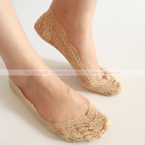 South Korea Import Lace Hollowed-out Boat Socks Pure Cotton Soles Non-slip Invisible Beating Bottom Socks Lace With Shallow Mouth No Mark Socks Woman