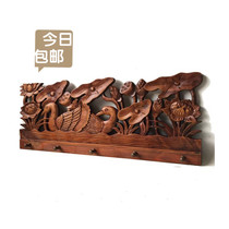 New special wood carved hook New Chinese classical wall decoration Wall hanging wall coat towel rack Southeast Asia