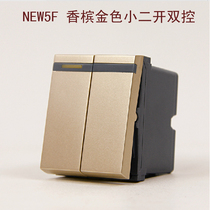 Chint Switch Socket 118 Type NEW5F Champagne Gold NEW5-F904E Two Double Control Function Key