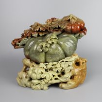  Qingtian stone carving large decoration Southern golden melon red frozen exquisite natural fruit Pure handicraft home vegetable decoration new product