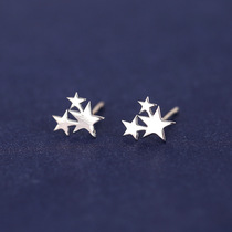 New Korean version ear decoration 925 pure silver needle Three pentacle ear nail female anti-allergy 100 lap ornament