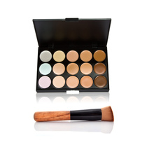 15 Color Flawless Paste Powder Chassis Palette Color Makeup Case with inclined head brushed powder underbrush for selection