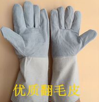 Cowhide welding gloves welder canvas gloves work gloves wear-resistant labor protection gloves protective high temperature gloves long