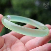 Jade nest natural ice species Xiuyu collection grade round bar jade bracelet Ice permeable Xiuyu bracelet with certificate