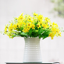 Simulation flower set Fake flower daisies home decoration Living room dining table ornaments modern white flower vase floral art