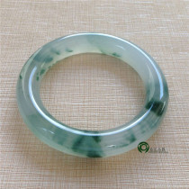 High-grade luxury ice species natural old pit A goods ink green flower jade jade rough round bar bracelet KH005