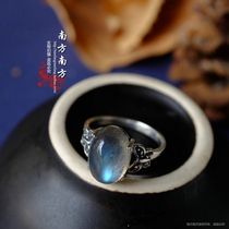 Southern Southern sterling silver jewelry Nepal handmade moonstone retro style court women inlaid ring ring the past