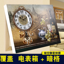  Lisheng European-style meter box decorative painting wall-mounted clock Living room frameless painting clock hanging watch bedroom silent oil painting clock