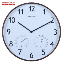 Geekcook extreme guest Library Qu wood wall clock 14 inch large size multifunctional wall clock with temperature and humidity display