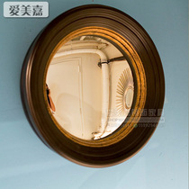 European round protruding old mirror black retro decorative mirror hall mirror background wall art hanging mirror custom