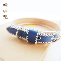 Duo Xiaodou handmade leather collar pet cat dog collar hand-stitched cowhide bell collar