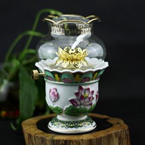 Buddhist supplies Lotus lamp new embossed Lotus oil lamp wick adjustable safety size