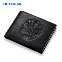 DUTEGAO fashion facebook mens short leather first layer cowhide horizontal trendy wallet Business mens wallet