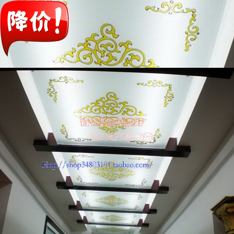 Custom art glass corridor ceiling round ceiling lamp cover floor European style simple atmospheric pattern