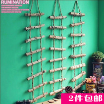 American country wooden hemp rope stairs five-pointed star cafe clothing shop wall decoration hanging
