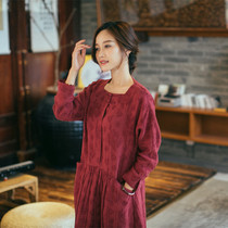 Zhu's original ( dye rouge) mentioned cotton and leisure autumn dress 9-point fril dress