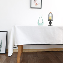 White fabric tablecloth Simple modern solid color Nordic style rectangular hotel cafe Western restaurant dining tablecloth