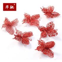 Huachi 8cm full onion butterfly decoration simulation flower butterfly Christmas decorations pendant multi-color