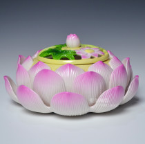 Lotus incense burner ceramic incense stick incense burner plate incense smoker Buddhist supplies Dehua white porcelain home daily ornaments