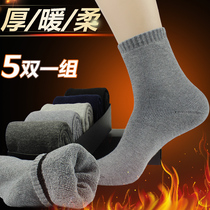 Autumn and winter mens thickened warm socks pure cotton terry mid-tube socks Mens winter socks plus fluff towel socks winter stockings