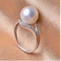 Natural freshwater pearl ring adjustable size 10-11mm womens special