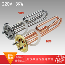 Water heater hook 3KW electric heating tube Pure copper stainless steel material water heater electromechanical heating tube for 63mm water heater