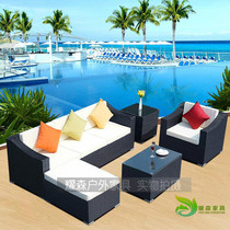 Balcony Rattan sofa Sales Department Vine Art Furniture Creativity Outdoor Patio Leisure Vine choreography Sofa Double composition