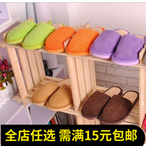 Autumn and winter cotton slippers women cute home indoor couples plush shoes men warm home bedroom shoes