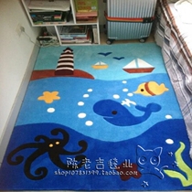 Blue Ocean World Cartoon Childrens Room Rug Bedroom Bedside Living Room Tea Table Nursery Handmade Nitrile rug
