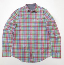 Special hand a simple fashion style JEANS rare super beautiful color plaid long sleeve shirt male N513