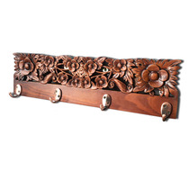 New special Thai solid wood carved hanging hanger Wall decoration coat rack Chinese home decoration Entrance wall decoration