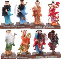 4 inch Eight immortals Lv Dongbin He Xiangu Eight Immortals over the sea statue resin painted pearl paint set special offer