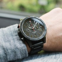 Counter Nixon Watch Nixon 48-20 Stainless Steel Large Dial Waterproof Black Quartz Mens Watch