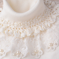 High neck lace lace lace sweater thickened knitted base shirt flower womens boutique pullover slim promotion White Black