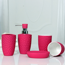 Color ceramic bathroom five-piece set Fashion bathroom bathroom supplies Dental mouthwash cup washing set