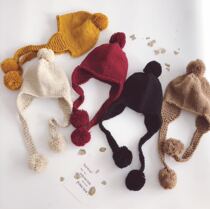 South Korean custom made hair line cap male and female child knit wool cord ball cap warm protective earthen hair line cap