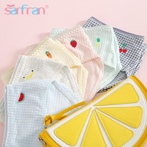 Sanfu female fruit embroidery Plaid underwear comfortable cute girl half flat corner bottoms 372225