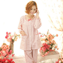 Spring long-sleeved nursing clothes confinement clothes spring and summer nursing pajamas set cotton gauze home clothes cotton maternity clothes